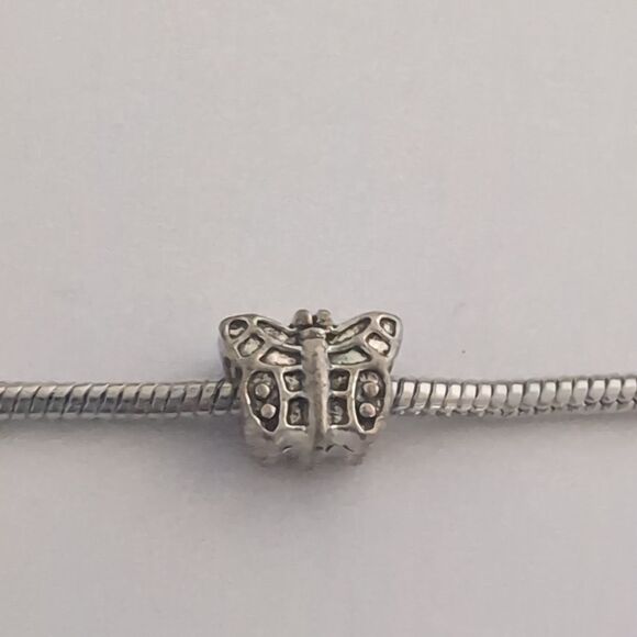 Silver Butterfly Charm for Pandora Style Bracelet - Picture 1 of 4
